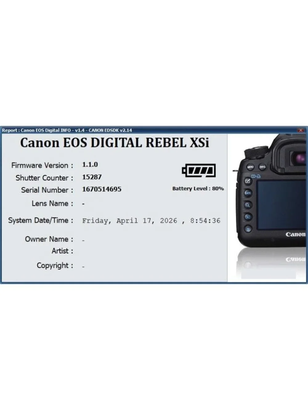 Canon EOS Rebel XSi Digital Camera 12.2MP 18-55mm Lens 15,287 Clicks 16GB SD